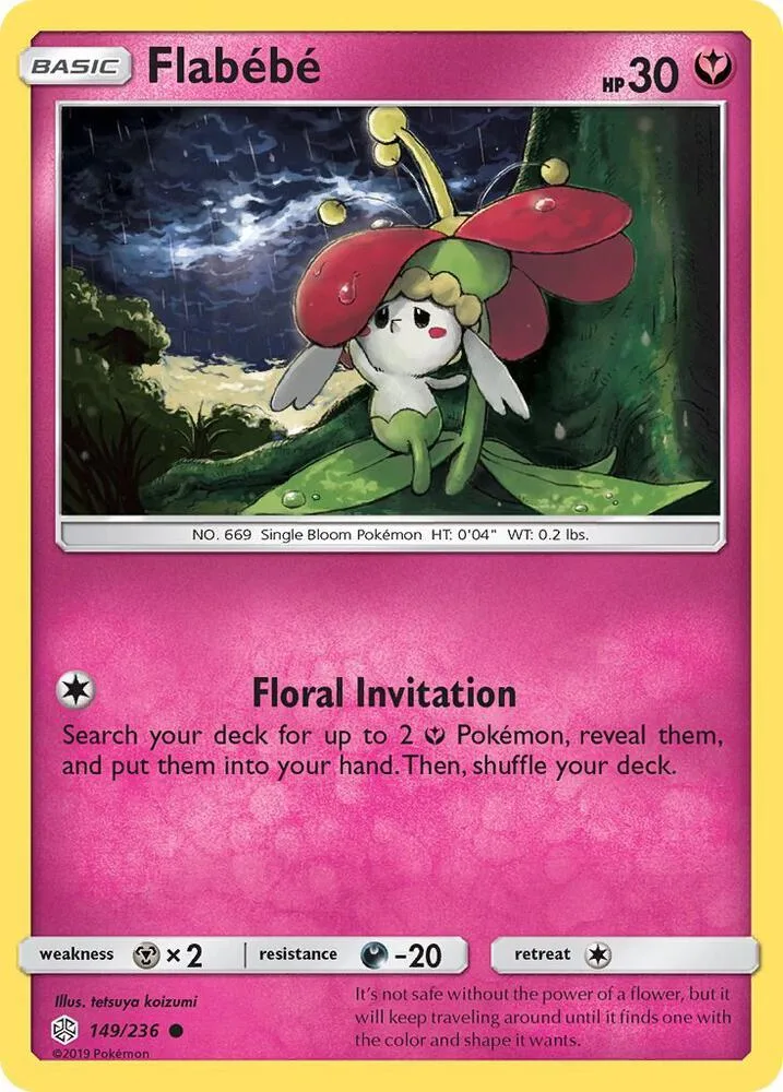 Pink and green Pokémon card featuring a small, mushroom-like creature.
