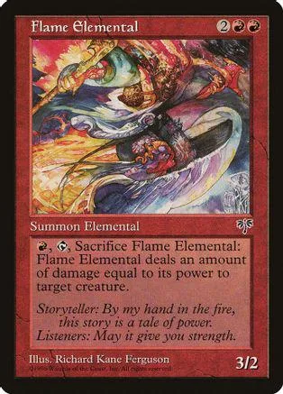 Red and orange elemental creature artwork on a Magic: The Gathering card.