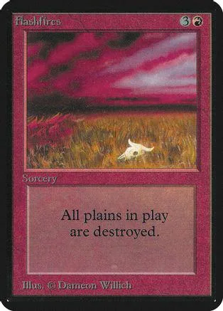 Red and purple landscape art on a Magic: The Gathering Sorcery card.