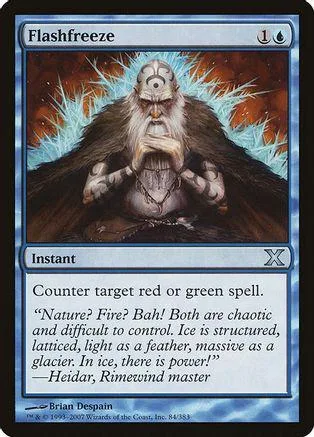 Card art of a bearded, furry figure against a fiery, icy background.