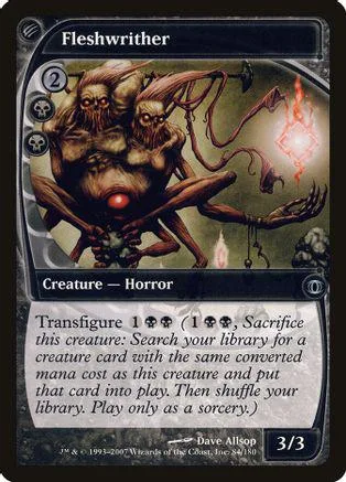 Dark, monstrous creature on a black card with white and orange accents.