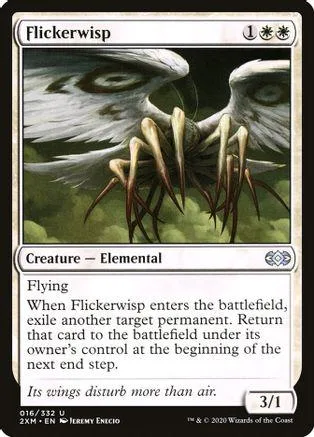 White and black elemental creature with sharp talons on a card.