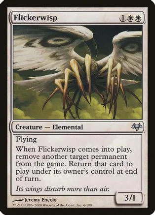 White and black creature card art showing a bird-like monster with sharp claws.
