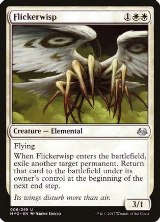 White and black elemental creature with sharp claws, on a collectible card.