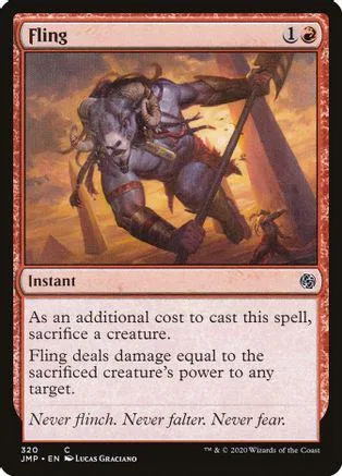Blue-skinned creature wielding axe on fiery battlefield, Magic: The Gathering card.