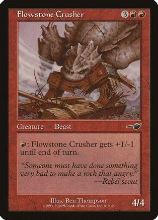 Grey beast creature card with brown wood, showing a large, stony monster.
