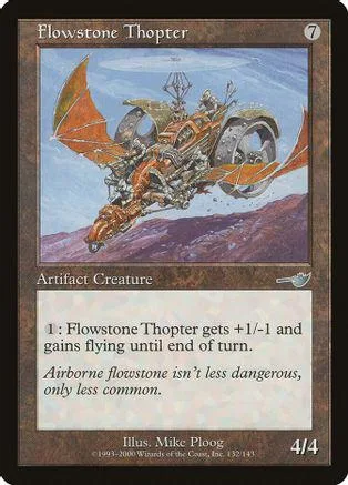 Card art depicts a metallic, winged flying machine against a blue sky.