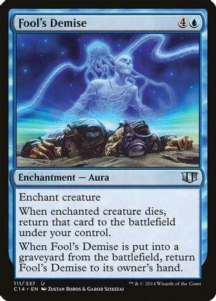 Blue and purple magical scene on a Magic: The Gathering card.