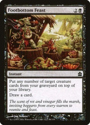 Fantasy scene of monstrous figures feasting on skulls and creatures.
