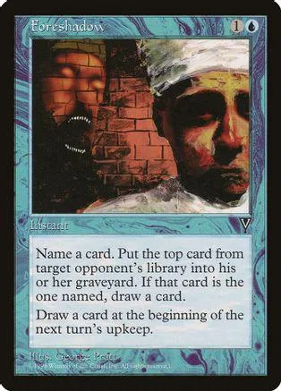 Dark fantasy card art featuring a man's face, black and teal colors.