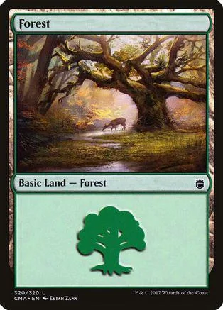 Green forest landscape art on a Magic: The Gathering Basic Land card.