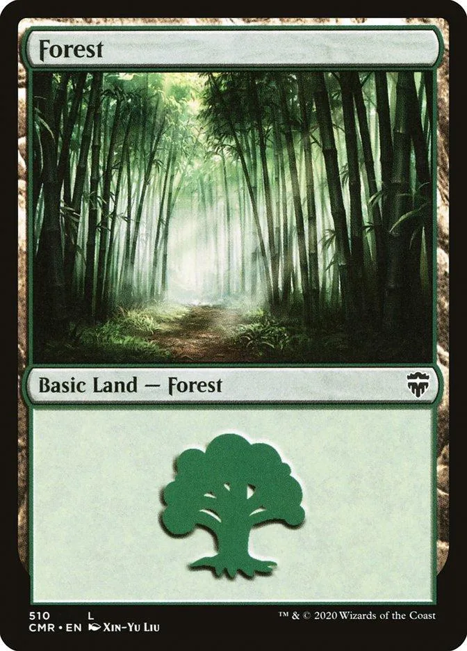 Green forest landscape card with a green tree symbol in the bottom.
