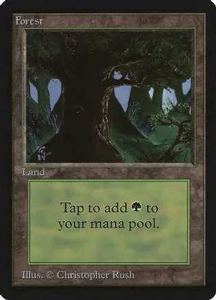 Green forest landscape on a Magic: The Gathering land card.