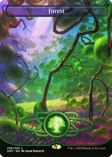 Green forest scene on a Magic: The Gathering card.