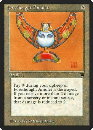 Blue and gold amulet card art on orange background. Magic: The Gathering collectible.
