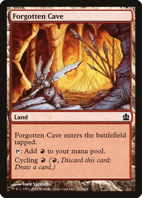 Fantasy cave scene on a Magic: The Gathering Land card.