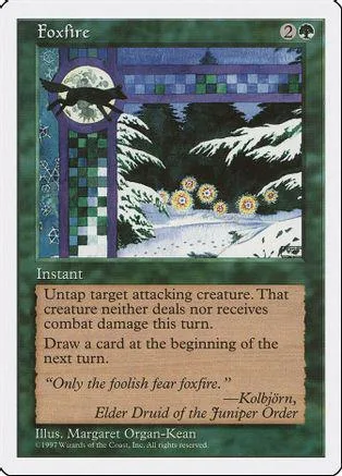 Foxfire Magic: The Gathering card art showing a dark forest scene.