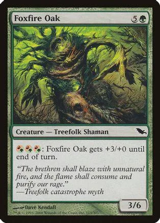 Green, shadowy tree creature art on a Magic: The Gathering card.