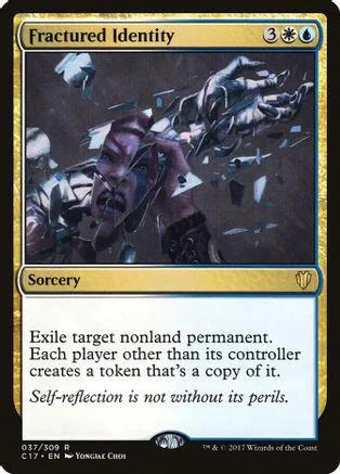 Dark fantasy art on a Magic: The Gathering card, Fractured Identity.