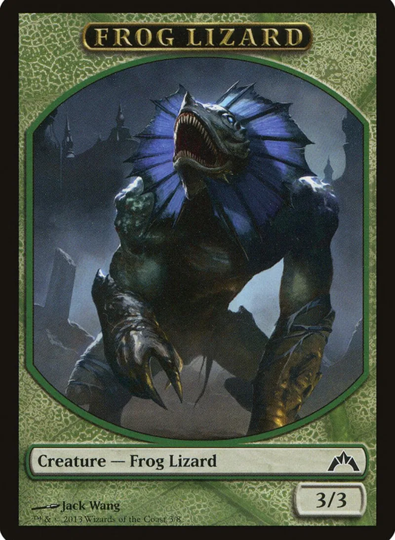 Dark, monstrous frog lizard creature card with blue and black coloring.