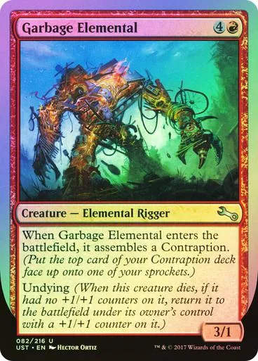 Card art shows monstrous, fiery elemental creatures in a vibrant blue landscape.