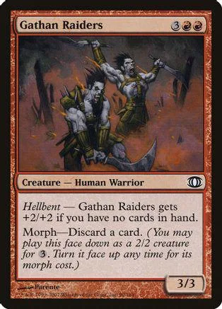Card art depicts two warriors in battle. Black and orange tones.