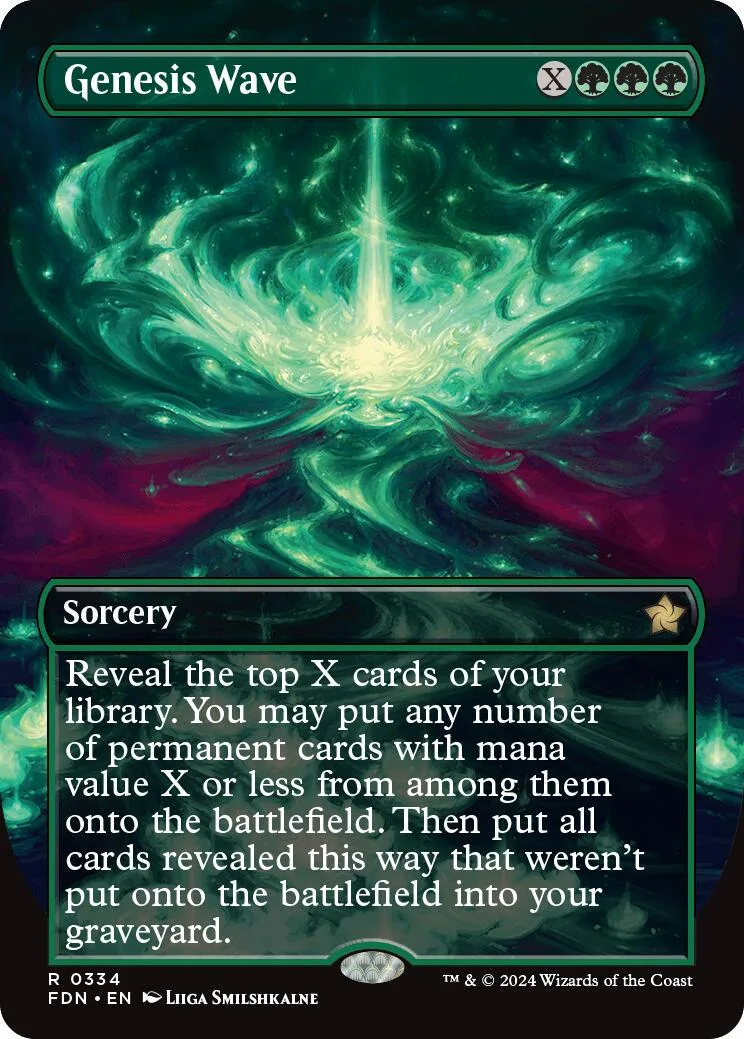Green and blue swirling cosmic energy on a Magic: The Gathering card.
