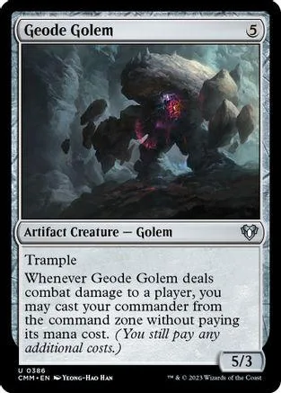 Black and purple golem creature card art. Artifact creature type.