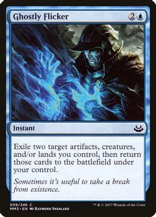 Dark hooded figure surrounded by blue ghostly energy on a Magic: The Gathering card.
