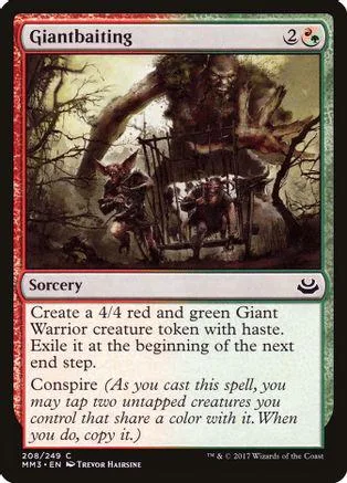Giantbating Magic: The Gathering card art depicts a dark, monstrous figure in a forest.
