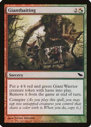 Dark fantasy art card featuring a large, shadowy creature in a forest setting.