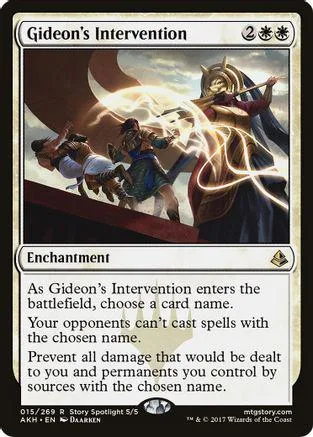 Card art depicts figures in dramatic, glowing action. Enchantment card.