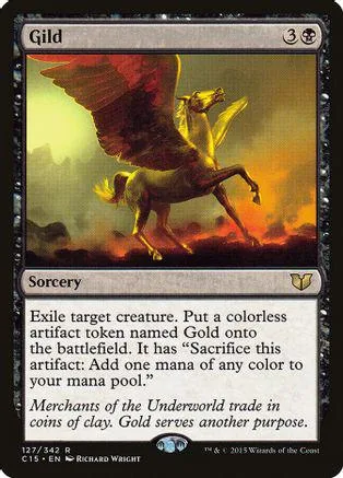 Red and gold winged creature on a Magic: The Gathering card.