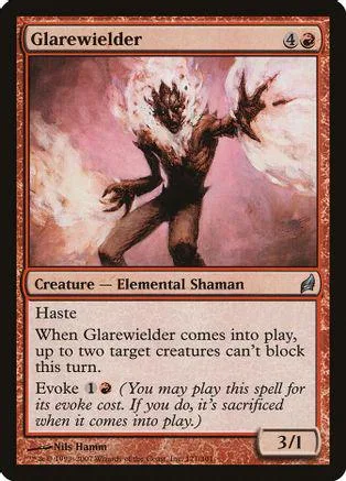 Dark shaman figure with white energy, black and red card art.