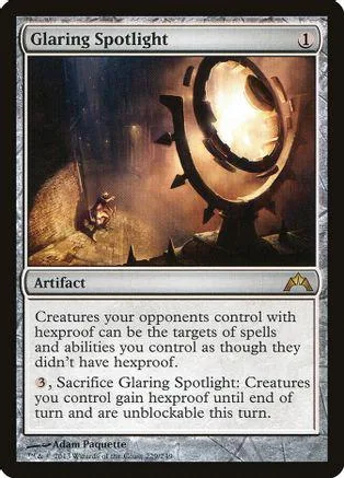 Dark, dramatic card art featuring a bright spotlight on a shadowy scene.