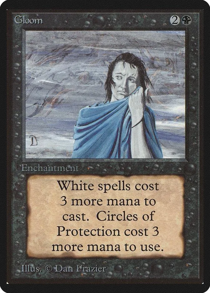 Card art depicts a woman in blue draped cloth against a cloudy background.