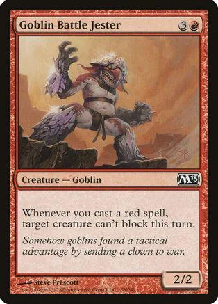 Goblin Battle Jester card art: monstrous goblin figure in brown and white tones.