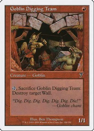 Goblin Digging Team card art: goblins digging in a stone structure.