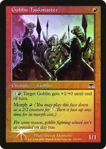 Goblin Taskmaster card art: green goblin creature with dark figures in foreground.