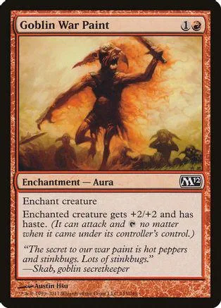 Dark goblin warrior with fiery aura on a Magic: The Gathering card.