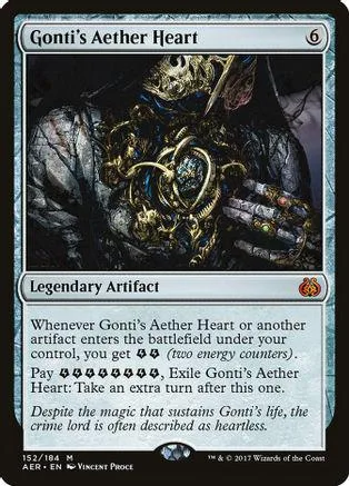Dark, ornate artifact on a black and blue Magic: The Gathering card.