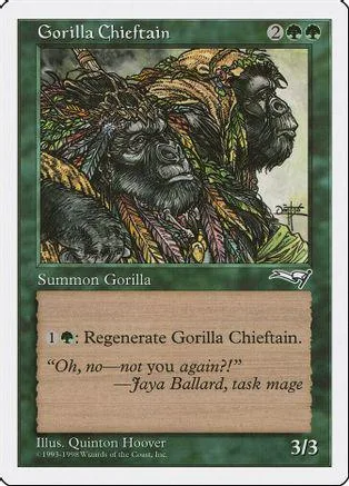Gorilla Chieftain Magic: The Gathering card art, dark fur, green border.
