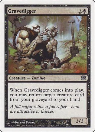 Zombie creature card art: figure digging in dirt with a shovel.