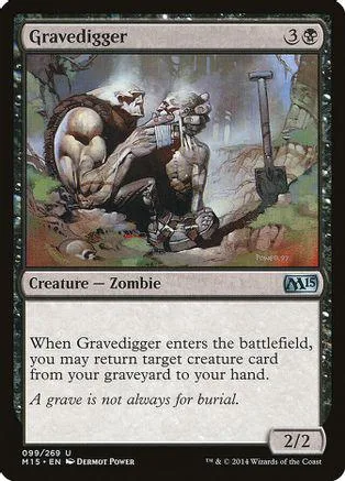 Zombie creature card art showing two figures in a dark, wooded setting.