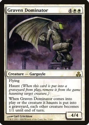 Dark gargoyle creature card with grey and black tones, showing flying wings.