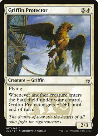 Griffin Protector Magic: The Gathering card, brown and gold creature, white border.