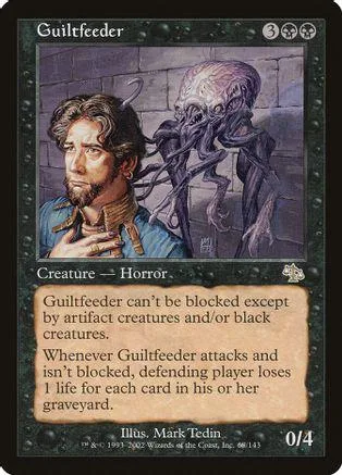 Card art shows man with beard next to shadowy, tentacled creature.