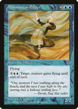 Card art depicts a figure in motion against a swirling, golden background.