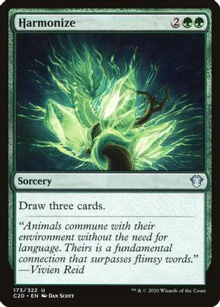 Green glowing energy burst on a Magic: The Gathering card.
