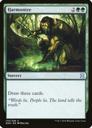Dark warrior with axe in a green forest scene on a Magic: The Gathering card.